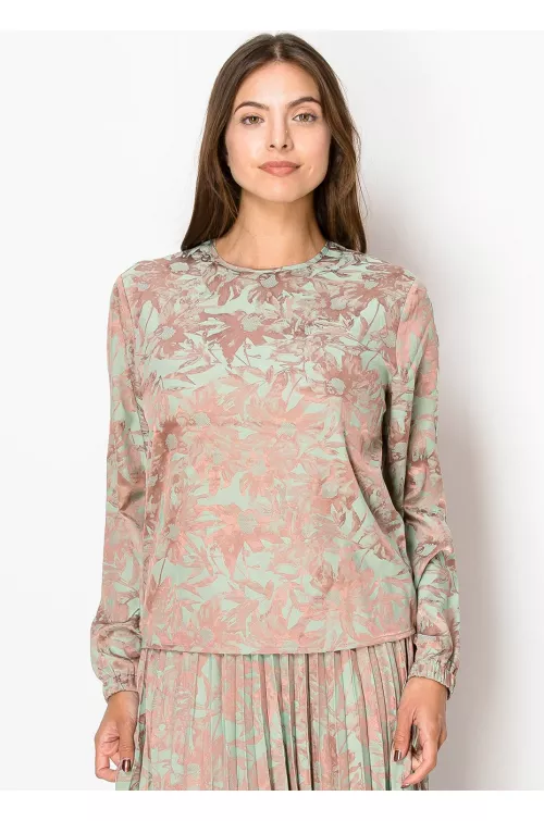 Mint Floral Long Sleeve Top