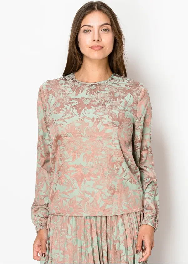 Mint Floral Long Sleeve Top