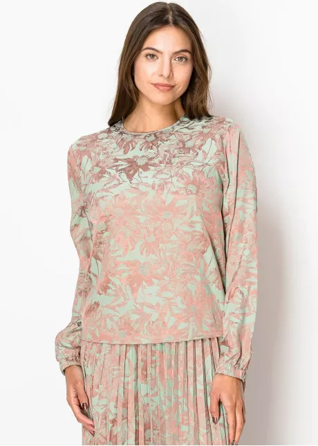 Mint Floral Long Sleeve Top