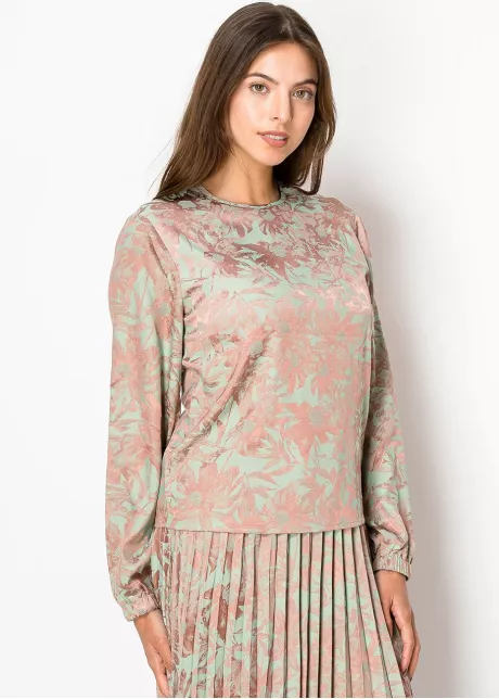 Mint Floral Long Sleeve Top