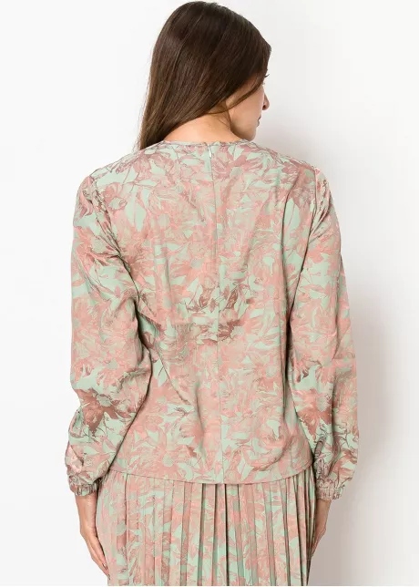 Mint Floral Long Sleeve Top