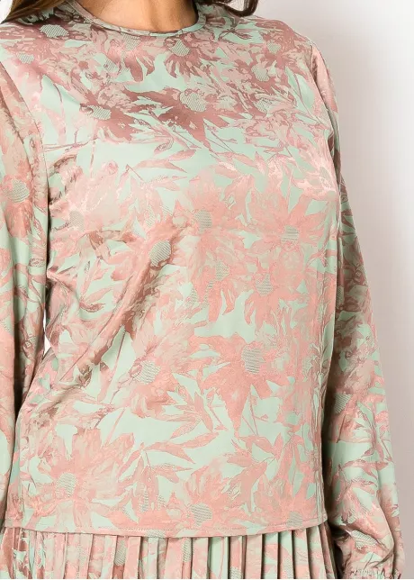 Mint Floral Long Sleeve Top