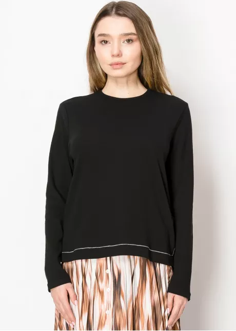 Soft Black Tee with Side Button Details