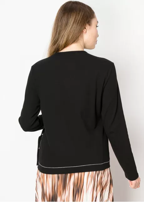 Soft Black Tee with Side Button Details
