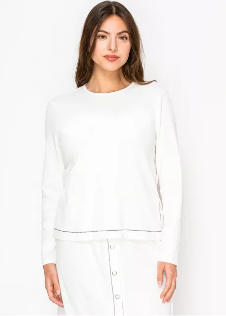 Bright White Side-Button Top