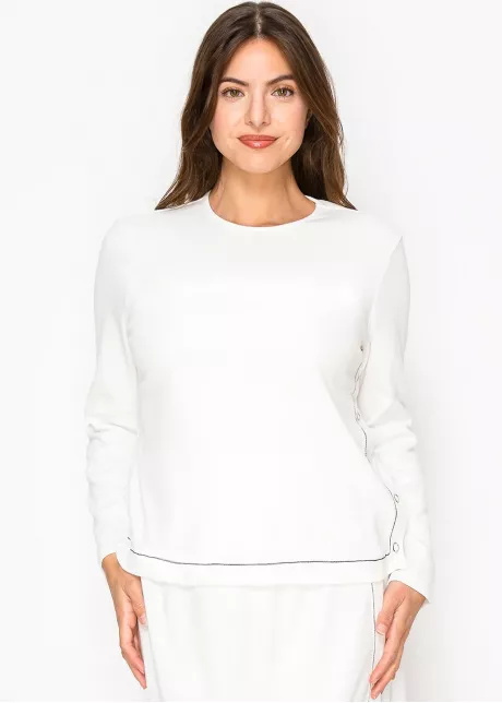 Bright White Side-Button Top