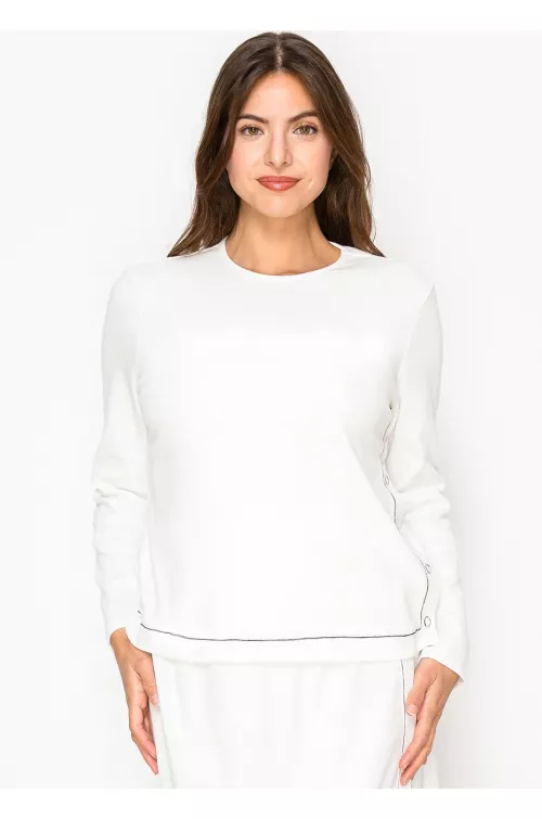 Bright White Side-Button Top