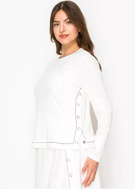 Bright White Side-Button Top