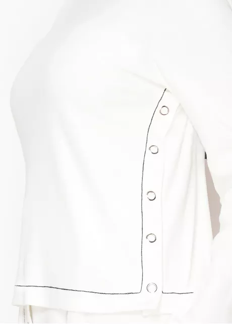 Bright White Side-Button Top