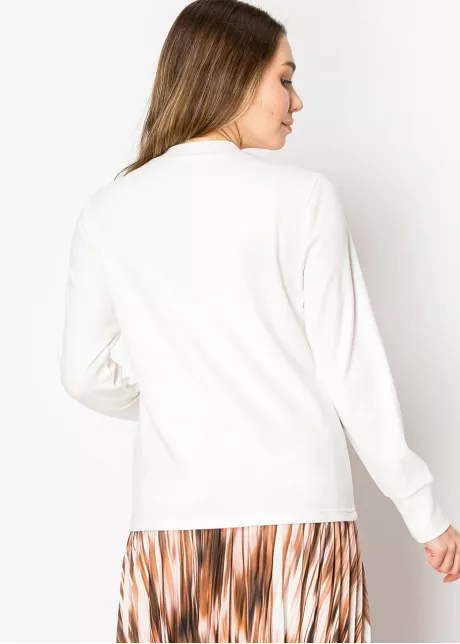 Asymmetric Button White Long Sleeve Top