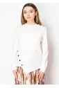 Asymmetric Button White Long Sleeve Top