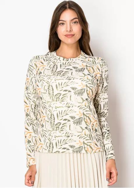 Olive Leaf Print Long-Sleeve Tee