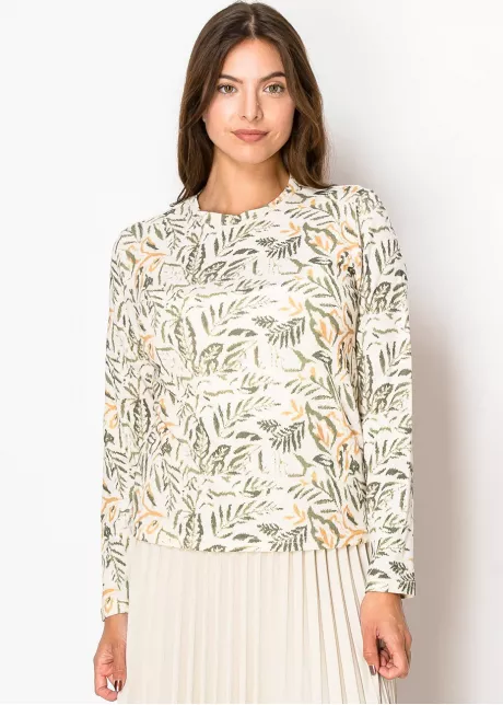 Olive Leaf Print Long-Sleeve Tee