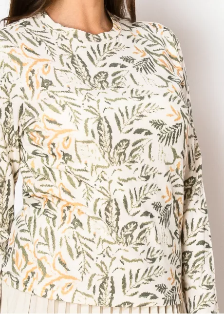Olive Leaf Print Long-Sleeve Tee