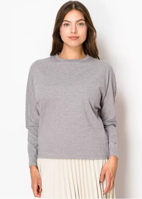 Soft Grey Stripes Long-Sleeve Tee