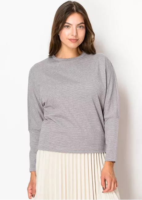 Soft Grey Stripes Long-Sleeve Tee