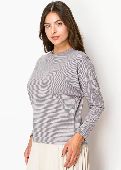 Soft Grey Stripes Long-Sleeve Tee