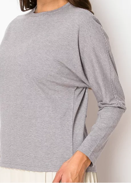 Soft Grey Stripes Long-Sleeve Tee