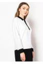 White & Black Contrast Polo Top