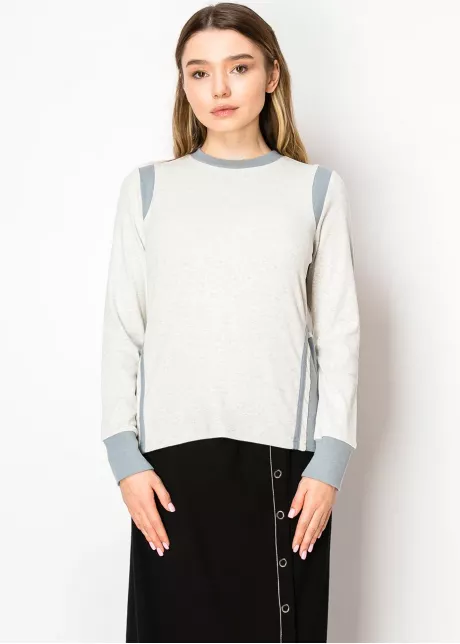 Misty Grey Contrast Long Sleeve