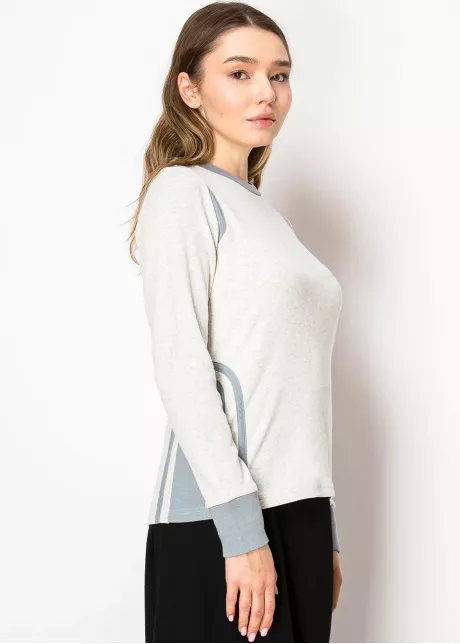 Misty Grey Contrast Long Sleeve