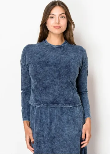 Washed Navy Long Sleeve Tee