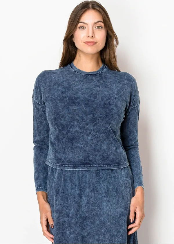 Washed Navy Long Sleeve Tee