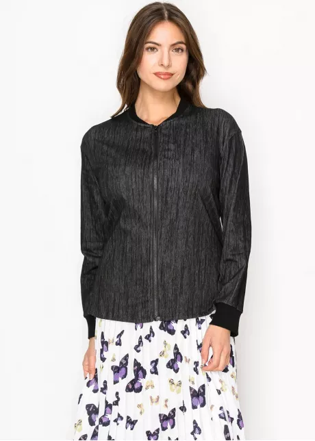 Jet Black Casual Zip Top