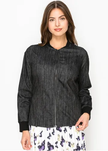 Jet Black Casual Zip Top