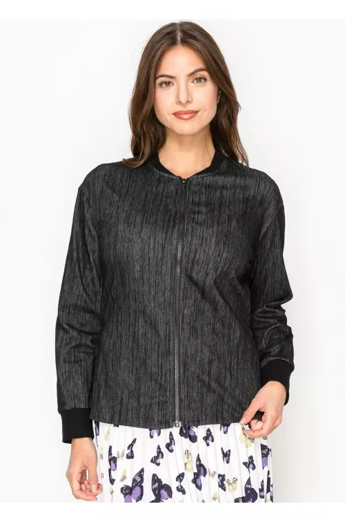 Jet Black Casual Zip Top