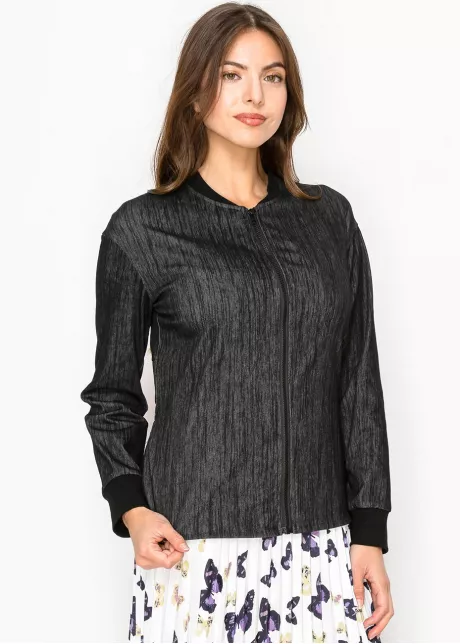 Jet Black Casual Zip Top