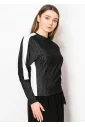 Black Contrast Stripe Long-Sleeve Tee