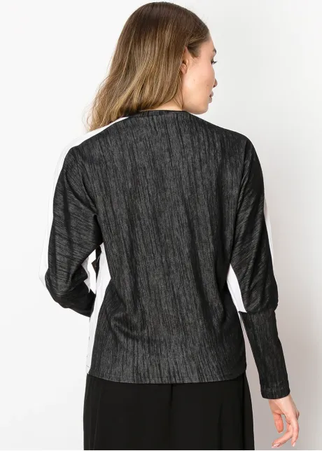 Black Contrast Stripe Long-Sleeve Tee