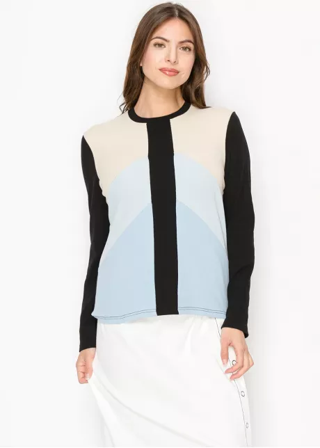 Blue and Black Contrast Top