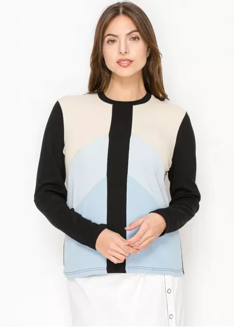 Blue and Black Contrast Top