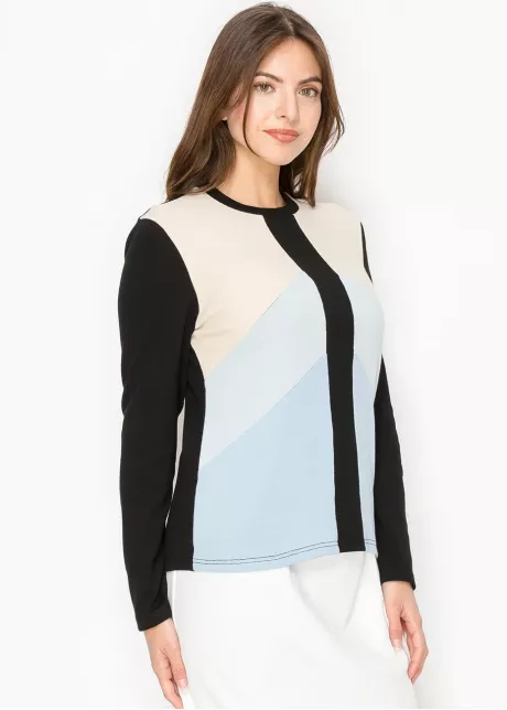 Blue and Black Contrast Top