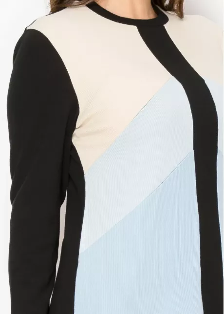 Blue and Black Contrast Top