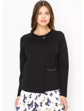 Ribbed Black Sweater With White Cuffs | Modest Women Ribbed Black Sweater With White Cuffs | Modest Women