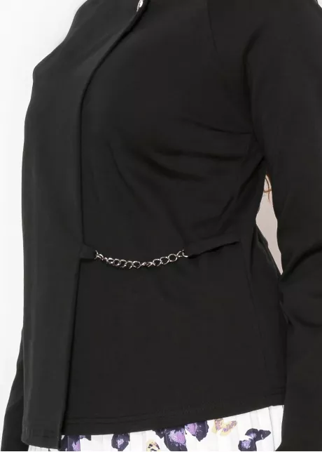 Edgy Black Asymmetrical Top with Chain Detail