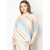 Pastel Striped Stand Collar Shirt