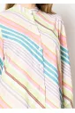 Pastel Striped Stand Collar Shirt