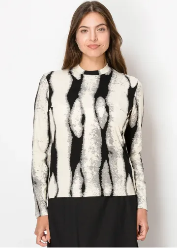 Beige and Black Ripple Top