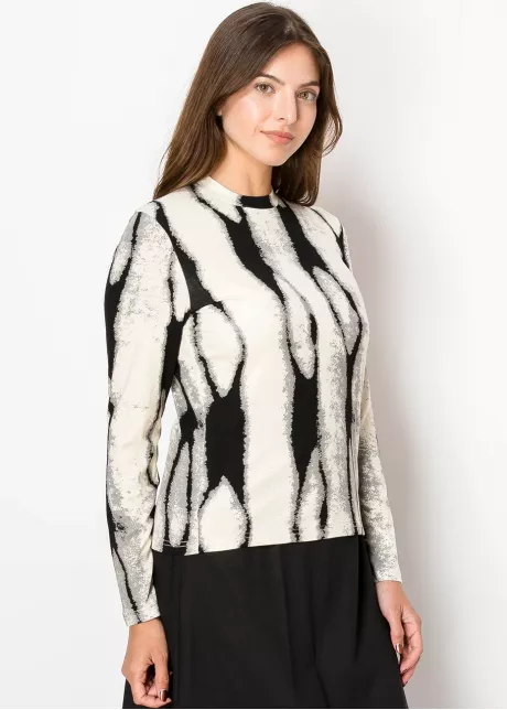 Beige and Black Ripple Top