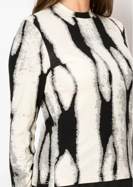 Beige and Black Ripple Top