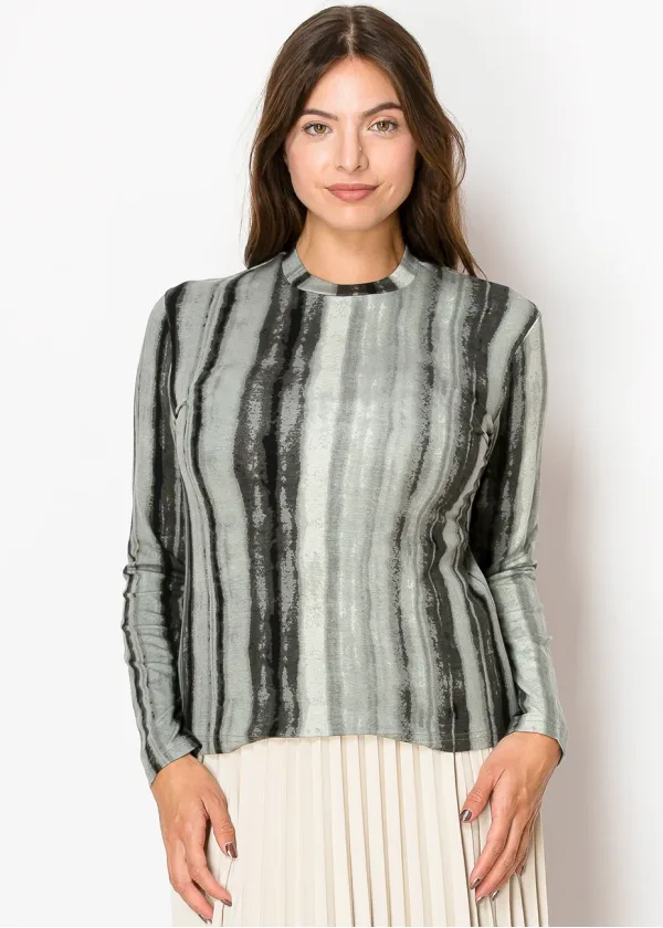 Olive and Black Vertical Stripe Tee