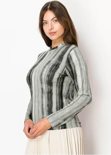 Olive and Black Vertical Stripe Tee