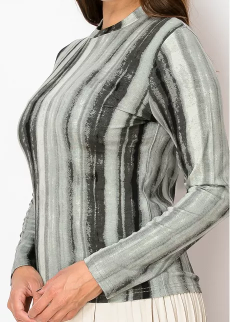 Olive and Black Vertical Stripe Tee