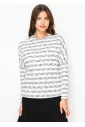 White & Black Streaked Long Sleeve Tee