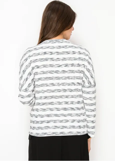 White & Black Streaked Long Sleeve Tee