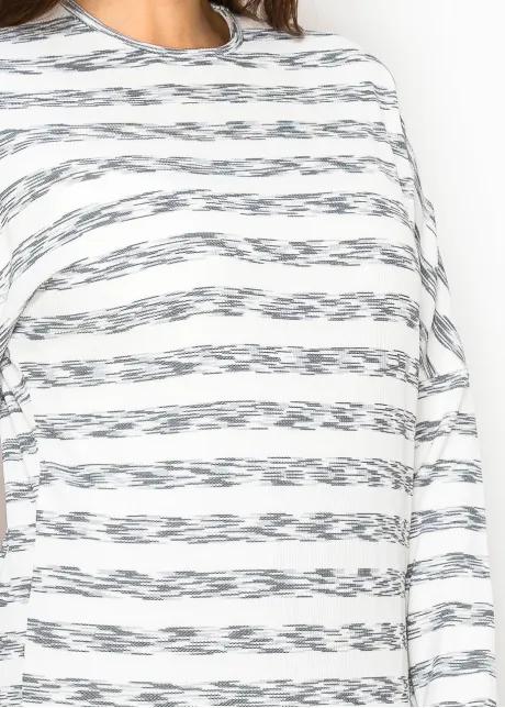 White & Black Streaked Long Sleeve Tee